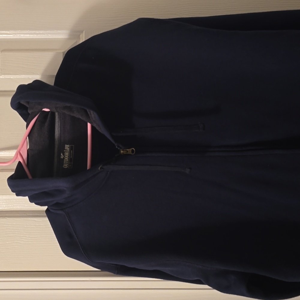 OUTDOOR LIFE BRAND MEN'S FRONT ZIPPERED NAVY BLUE HOODIE SIZE XL